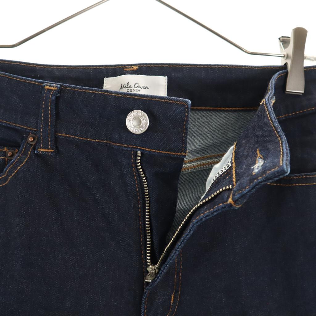 Mila Owen Hem Slit Denim Pants 1 Navy Jeans Stretch Women Used