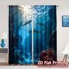2pcs   2D FLAT PRINTING Curtains (Without Rod) Ocean Predators Modern Fashionable Curtains 100% Polyester Curtains Gifts