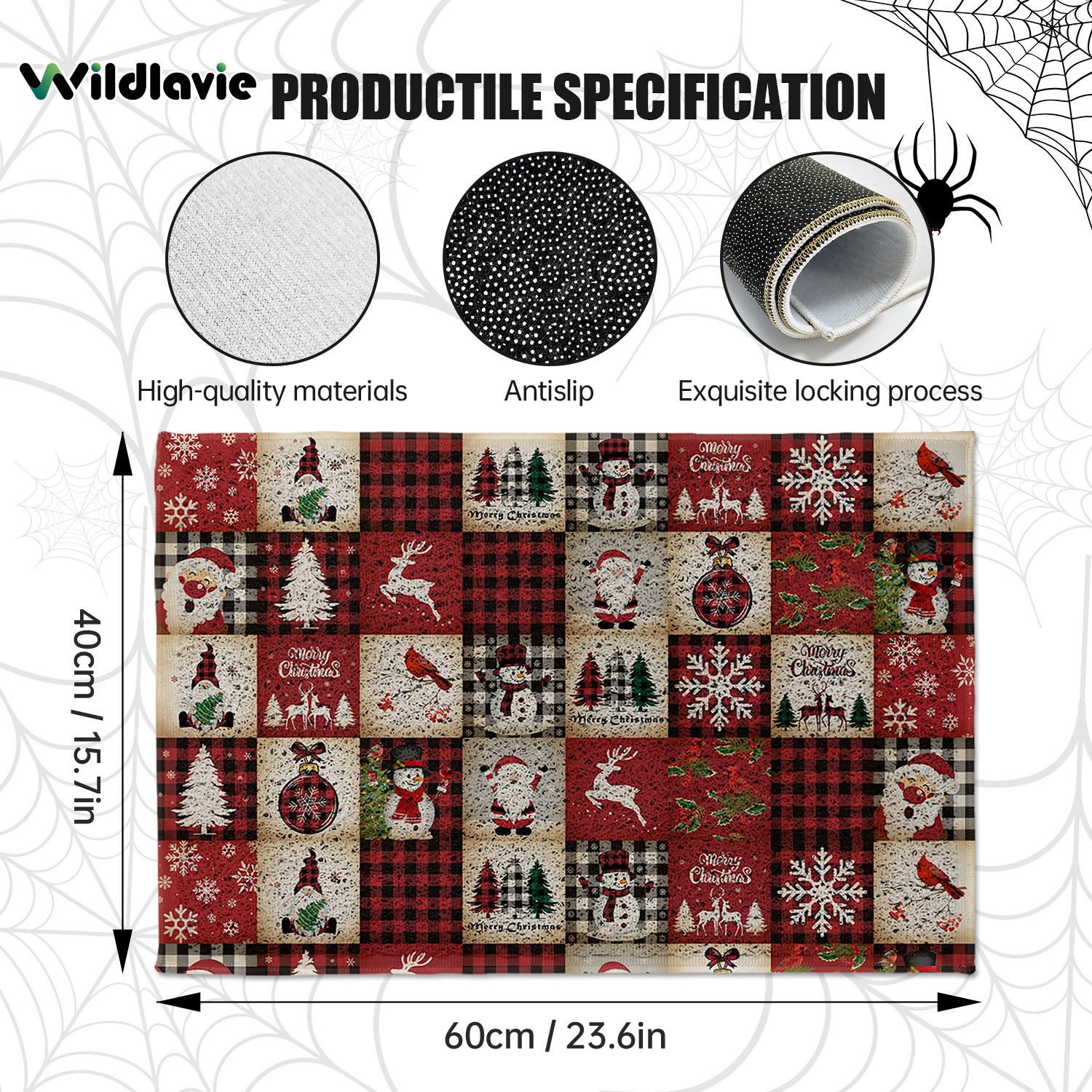 

VIKAMA Christmas Rug Premium Red Checkered Washable Doormat Waterproof Welcome Mat Rug For Bedroom Carpet For Live Room Home Dec 40X60CM (1.3X2FT