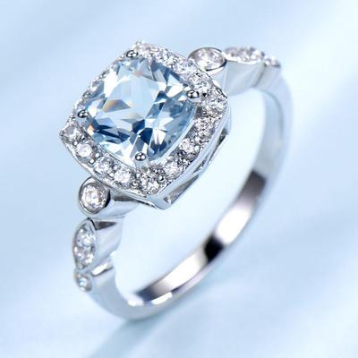 Sky Blue Cubic Zirconia Luxury Wedding Rings for Women  925 Sterling Silver Fashion Jewelry Rings