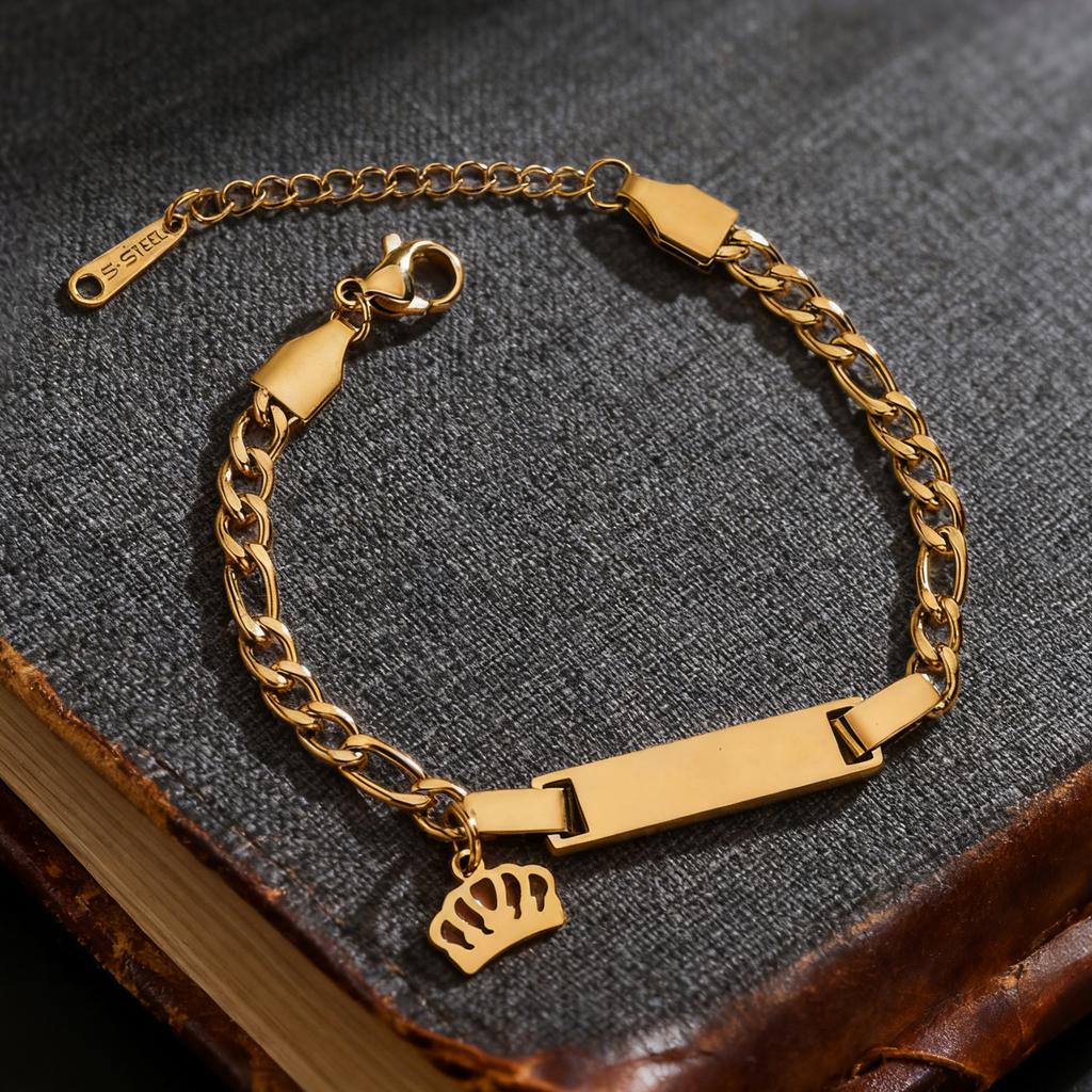 Atoztide Engrave Name Bracelet For Women Mother Kids Stainless Steel Jewelry Heart Adjustable Figaro Chain Personalized Gift