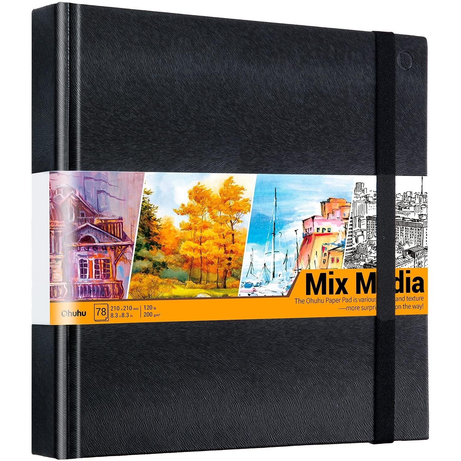 

Скетчбук Ohuhu Mixed Media 78 200 г/м² Середня текстура Акрил та Акварель Підходить для Дітей та Кольорової Акварелі та Різдвяний Подарунок Скетчбук, білий