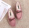 Fashion 2025 Winter Cotton Fur Moccasins Woman Furry Loafers Warm Slip On Bowtie Flats Shoes Ladies Daily Work Barefoot Mocasines Femmes