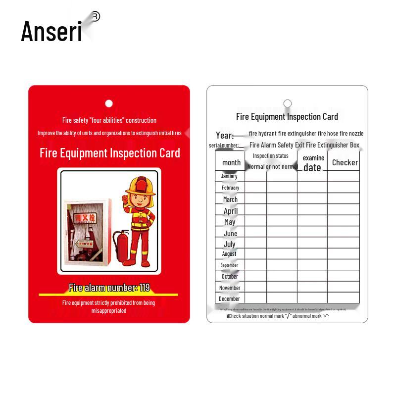 Fire Fighting Equipment Inspection Cards