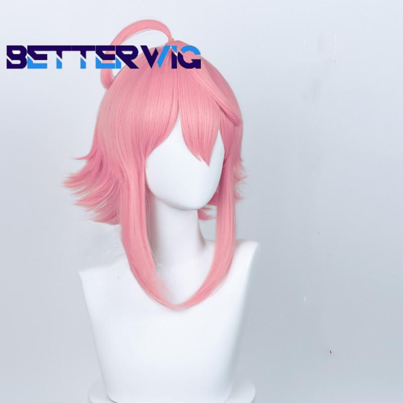 Professionell Spel Ensemble Stars ES Cosplay Peruk Tori Himemiya Cosply Peruk Tori Himemiya 42cm Kort Rosa Värmebeständig Hårperuk + Peruknät