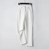 Women's High-Waisted Slim-Fit Straight-Leg White Pants for Summer