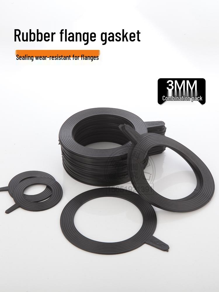 Rubber Flange Gasket Washer Disc Valve Seal Pad DN15 (3mm/50pcs) No Corrugated Waterline