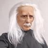 Realistic Full Head Latex Mask with Beard for Men Long White Hair Halloween Costume Party Prop Old Man Cosplay Headgear