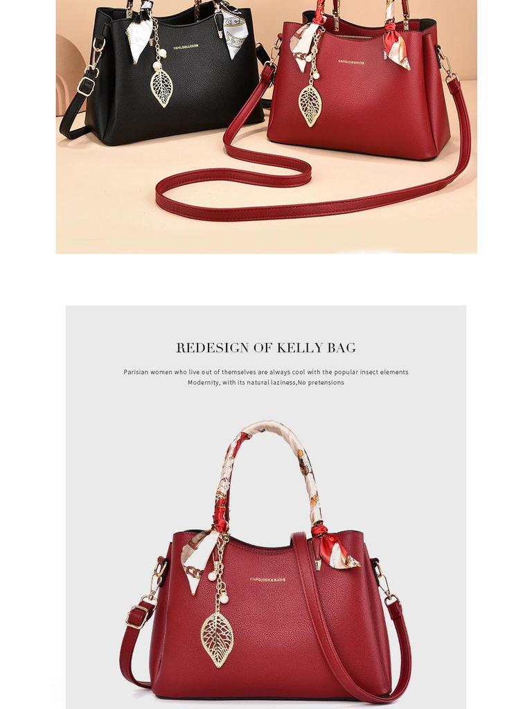2025 Fashionable Red Women's Bridal Handbag - Large Capacity Single Shoulder Crossbody Bag