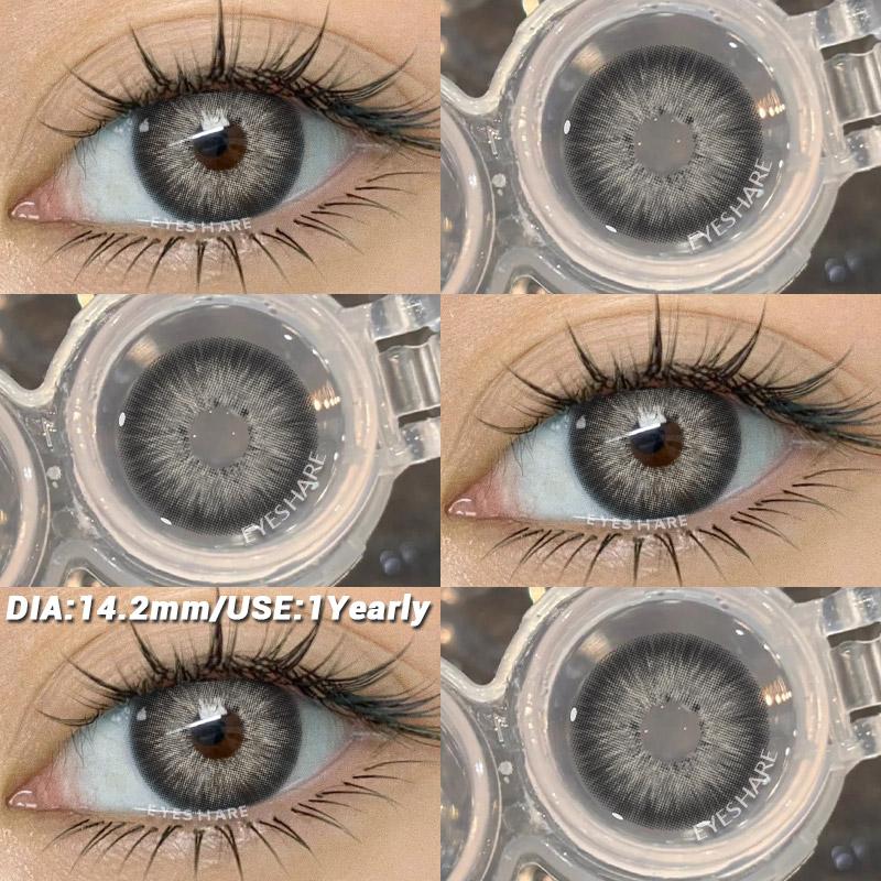 AMARA 1 Paar Braune Naturfarbene Kontaktlinsen für Augen RIYADH Serie Weichlinsen Koreanisches Augen-Make-up Mode Blaue Farblinsen