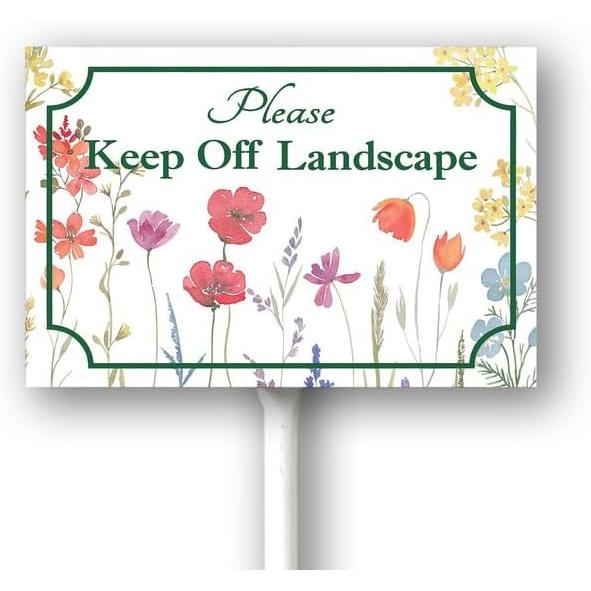 Bidesign (8X12) IN Please Keep Off Landscape Yard Sign With Stake Kit Rustproof Aluminum Keep Off Lawn Sign Stand For Nursery Garden Fence