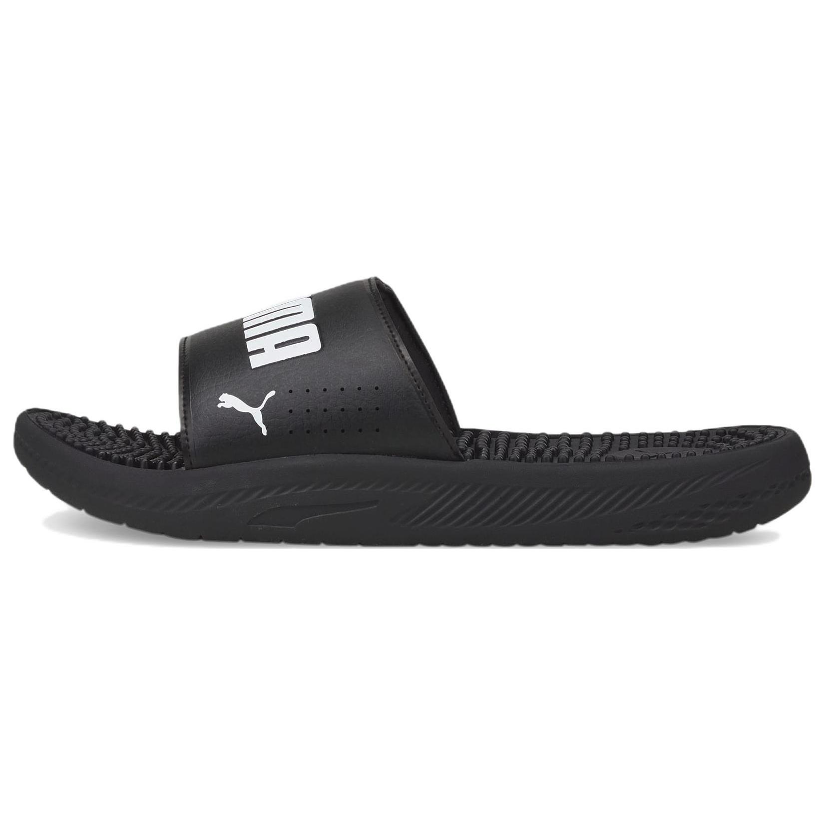 PUMA Softride Slide Massage Slides  Black White  Men s 383062-01 EU 43