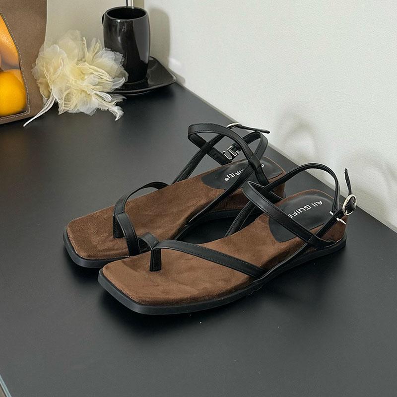 Fashion Female Spring Summer Wedges Women Heeled Sandals Shoes Buckle Strap Fashion Square Toe Ladies Wedges Sandals Shoes Flip Flops