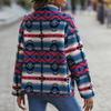 Womens Aztec Shacket Jacket Geometric Patterns Long Sleeve Button Down Fleece Short Coat for Home