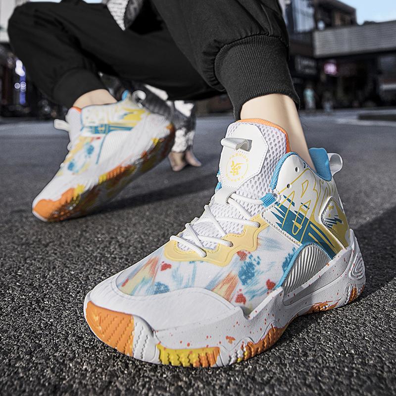 Anti-slip actual combat basketball shoes male professional students sports students youth mesh breathable sports shoes