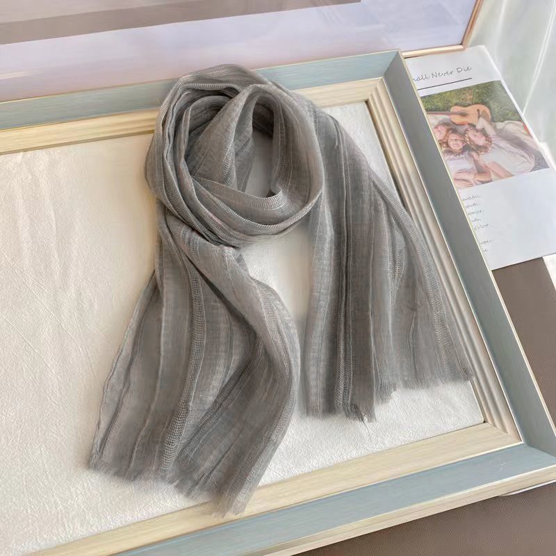 

Универсальный однотонный шарф из хлопка и льна для женщин на весну и осень, летний шарф в корейском стиле
