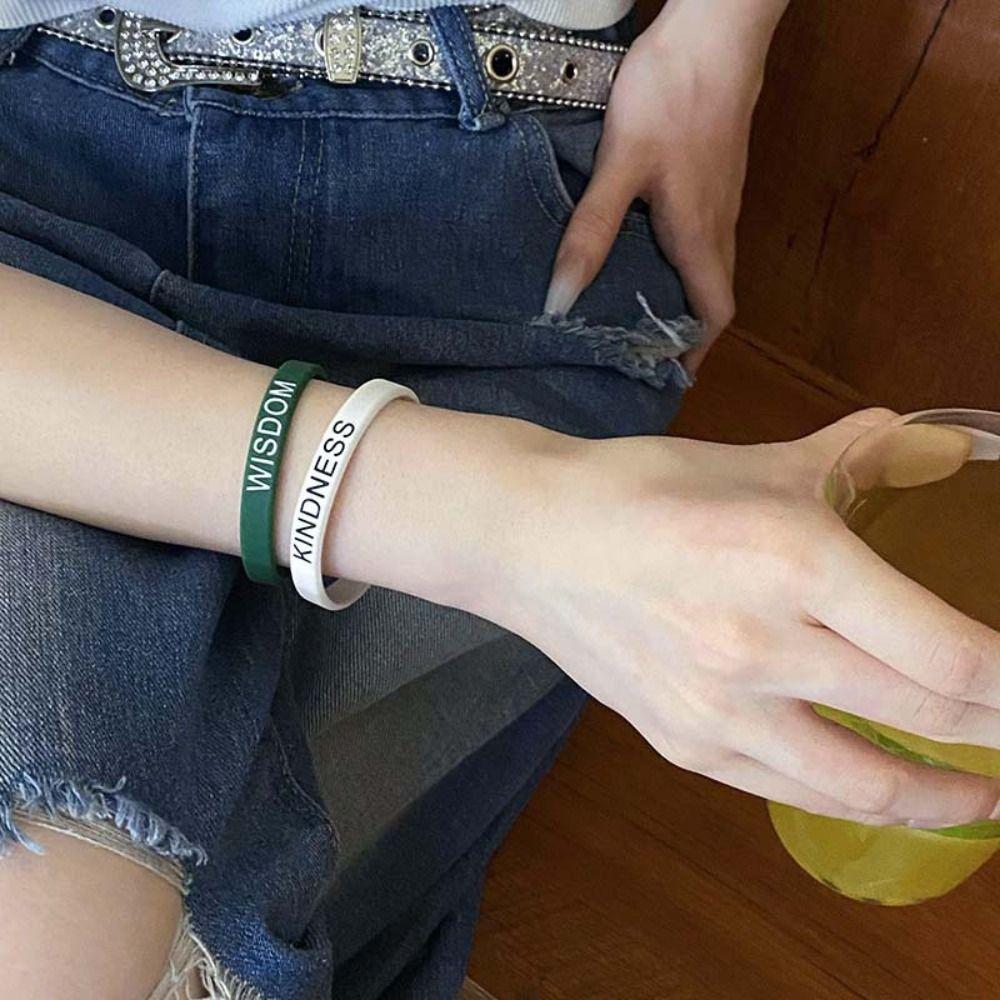 Printed Fun Motivational Wristbands Lettering Sports Bracelets  Kids Gift