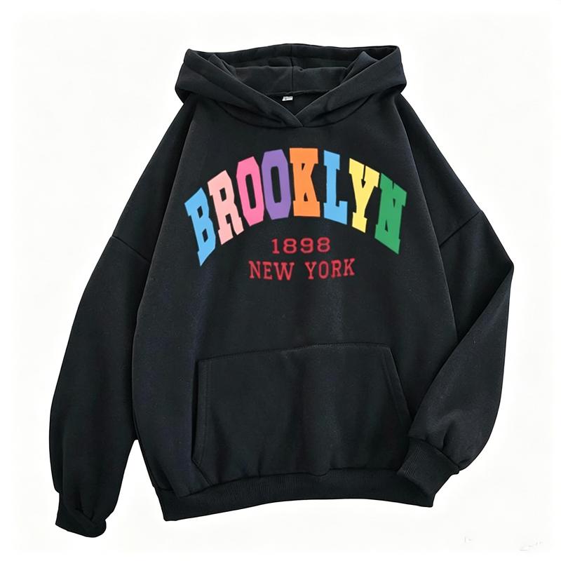 Spring Autumn Hoodies Printed Brooklyn Lette Streetwear Men Women Fashion Oversized Hoodie Tracksuits Unisex Clothing Coat