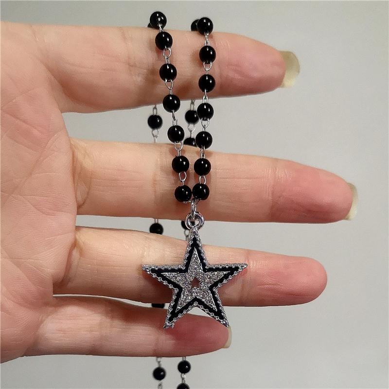 Simple Trendy Star Hollow Choker Necklace Pendant Neck Jewelry Grunge Charm Accessories Women Men's Fashion Party Chain Necklace
