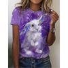 Women's T Shirt Animal Weekend 3D Print Rabbit Graphics Light Green Short Sleeve Tee Fashion Round Neck Tops Summer