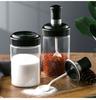1-3pcs Kitchen Seasoning Jar Spoon Cover Integrated Glass Jars Household Oil Storage Pot Honey Bottle Brush Kitchen Bar Supplies