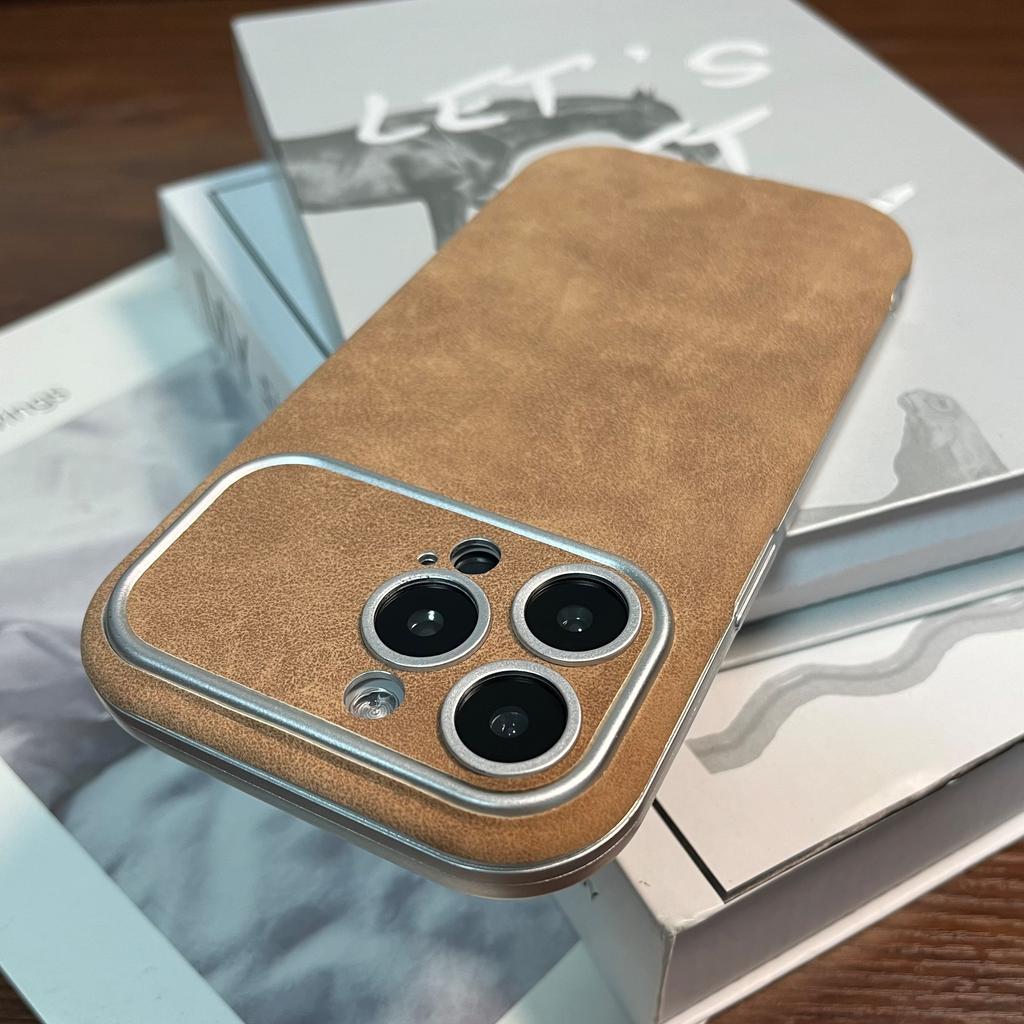 Matowe Skórzane Etui na Telefon ze Zamszu Dla iPhone 16 15 14 13 12 11 Pro Max Plus Ochrona Aparatu ze Skóry Jagnięcej Odporny na Wstrząsy Zderzak Miękkie Pokrowiec