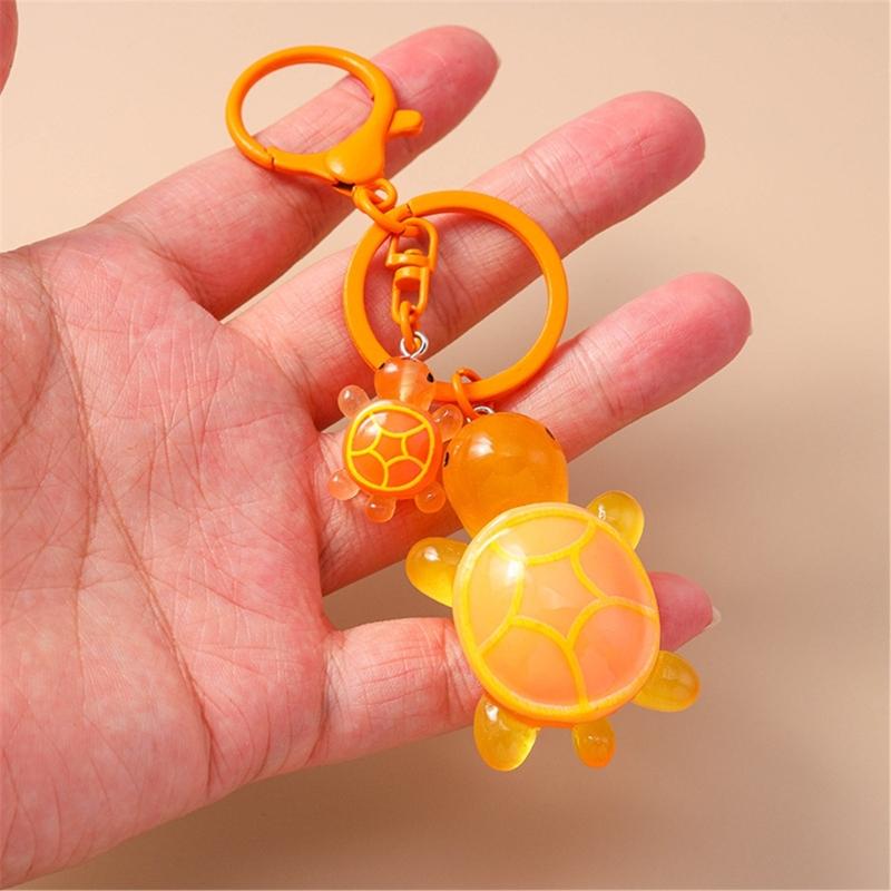 Plastic 3D Turtles Charm Keychain Accessory Fashionable Animal Shape Key Rings Tortoise Bag Decoration for Women