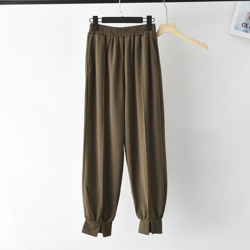 

Waist Wide Leg Lantern Harem Pants Cropped Pants Women Spring Foreign Trade Orders Exported to Japan Sports Ankle-tied Straight Slimming Casual Pants Curry M