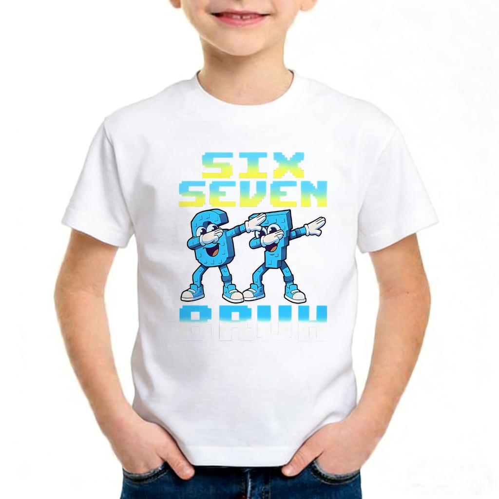 Unisex Six Seven Italian Brainrot 67 Nummern Grafikdruck T-Shirt Junge/Mädchen Sommer Kurzarm Kinder Bequemes T-Shirt Oberteil.