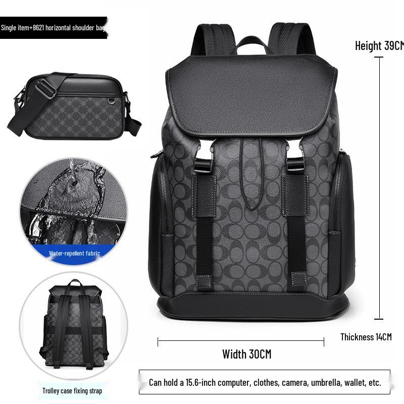 Men's Trendy High-End Business Laptop Backpack - Large Capacity Travel & Schoolbag with Old Flower Design