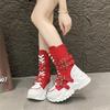 Fashion Chunky Platform Boots Women Punk Star Buckle Strap Sneakers Autumn Winter Thick Bottom Motorcycle Boot