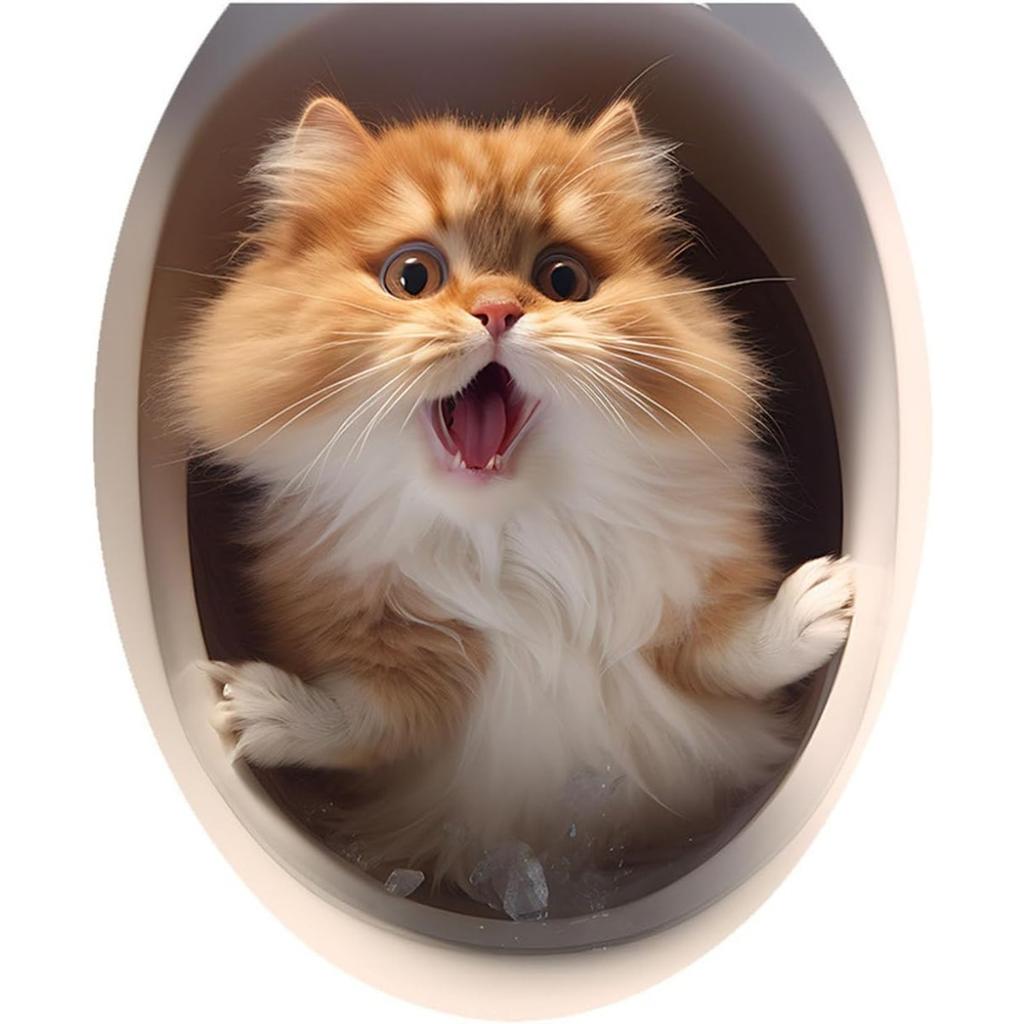 Lustiger Toilettendeckelaufkleber mit Haustieren, dekoratives Badezimmer-Aufkleber-Set, mehrere Designs