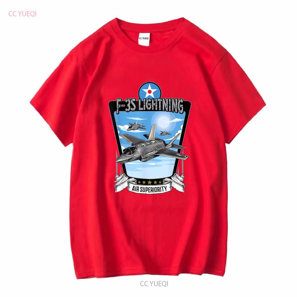 American Aircraft Stealth Fighter F35 lightning T Shirt long or short sleeves vintage Washed Versatile Casual streetwear Unisex