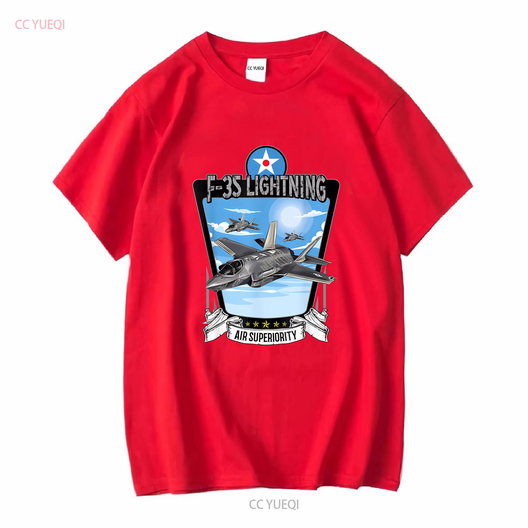 American Aircraft Stealth Fighter F35 lightning T Shirt long or short sleeves vintage Washed Versatile Casual streetwear Unisex S