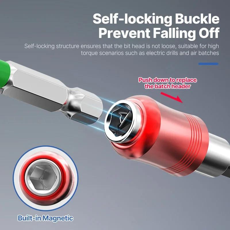 1/3pcs Hexagonal Handle Red Three Piece Set Quick Release Self-locking Extension Rod 60/100/150mm Screwdriver Head Extension Rod