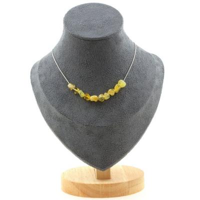 Stones and Minerals. Necklace 10 Pearls Yellow Opal from Australia. Stainless Steel Chain Necklace Women Men. Custom Size
