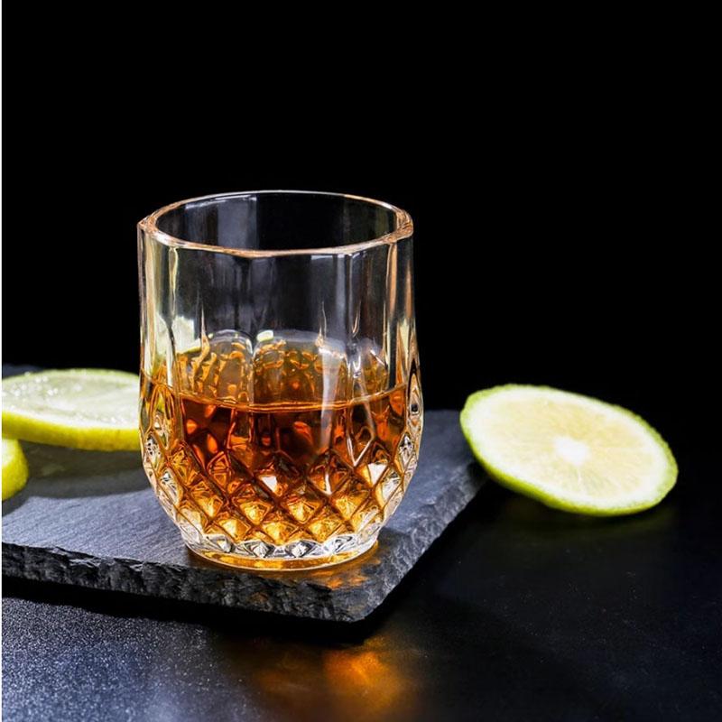 6pcs Diamond Patterned Water Cup Beer Cup Glass Cup Juice Cup Milk Tea Cup White Wine Cup Diamond Cup Wine Cup Bar Utensil 85ml