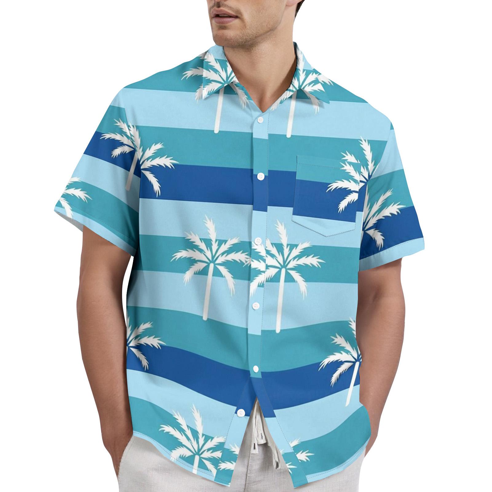 

Men s Casual Button Down Short Sleeve Shirt Floral Print Lightweight Breathable Fabric Relaxed Fit Summer Beach Shirt XL синий
