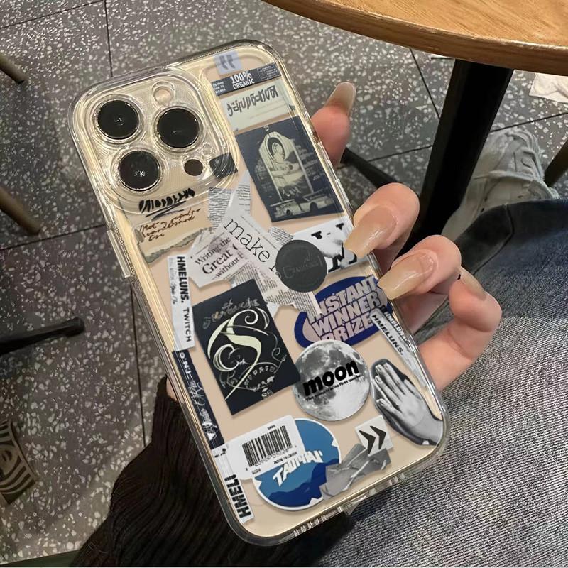 Montage Newspaper Phone Case For iPhone 16 15 Pro Max XS XR X 14 13 12 11 Pro Max Plus 7 8 Plus Mini Y2k Cartoon Soft Back Cover