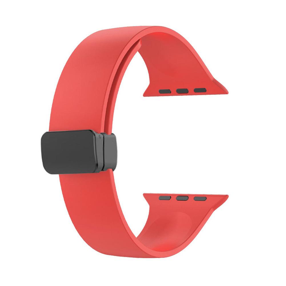 

Watch Strap Compatible For Iwatch Waterproof Sweat-proof Solid Color Silicone Magnetic Folding Buckle Wristband orange 42mm/44mm/45mm/49mm#1