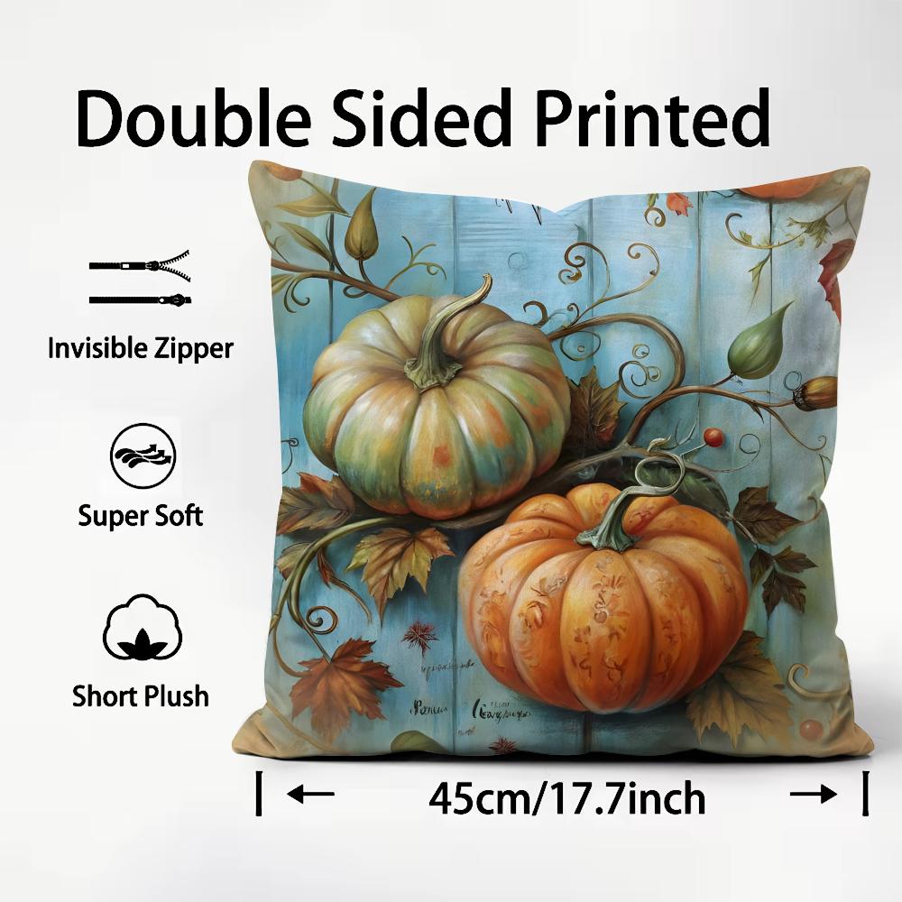 Pumpkin Hot Cushion Cover Plush Fabric Soft DoubleSided Printed Sofa Warm Winter Home Child Gift Pillow Case