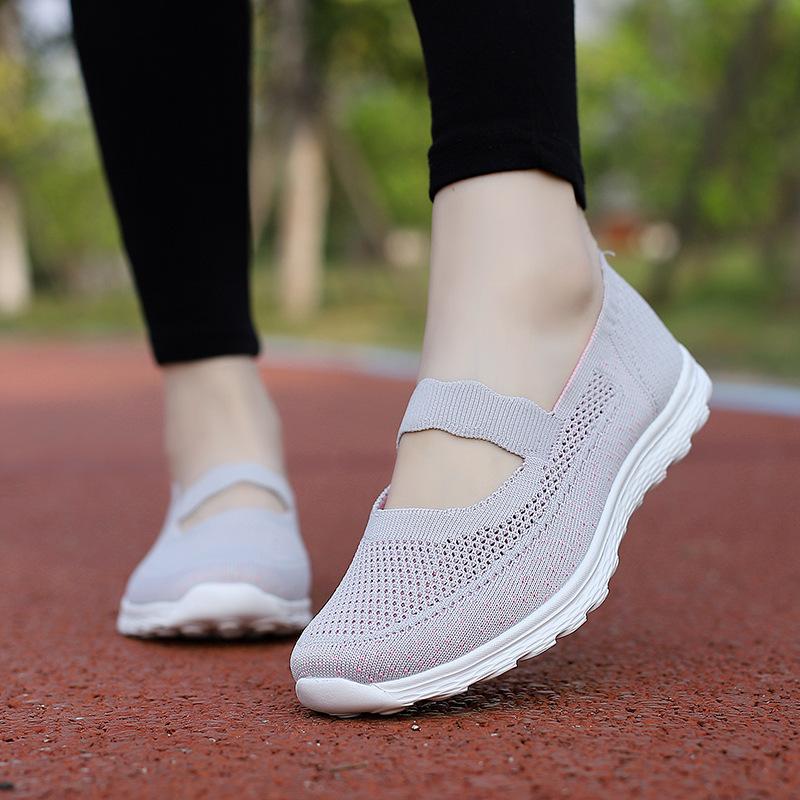 New Mesh Breathable Non-slip Elderly Shoes Soft-soled Mother Shoes Casual Outdoor Walking Fly-woven Sports Women's Shoes