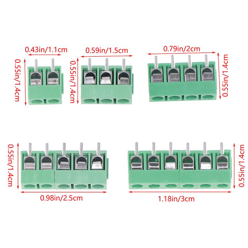 10Pcs PCB Terminal Block Connector Pitch 5.0MM KF301 Straight Pin 2/3/4/5/6P Screw PCB Terminal Blocks Connector Assortment Kit
