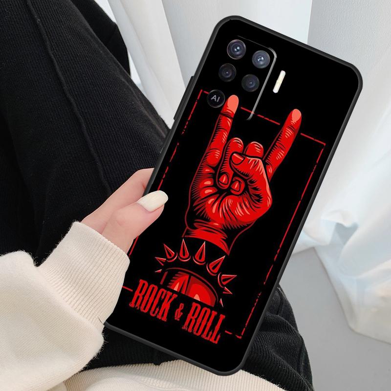 Rock and Roll Skull For OPPO Find X3 X5 Pro A5 A9 A31 A53 A15 A16 A52 A72 A83 A91 A93 A94 A54 A74 A53S Case