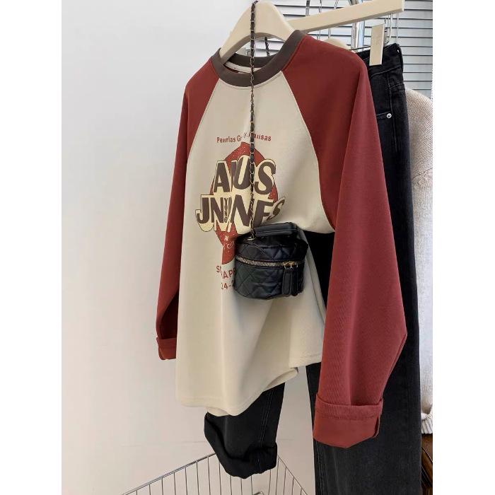 Women s Winter Thermal Raglan Long Sleeve Casual Top XL красный