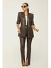 RC3090 Women's V-Neck Leather Split-Leg Pants Suit - European & American Style