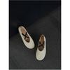 "Sheepskin Edition" Leather New Cross Ballet Shoes Women's Round Head Shallow Mouth Versatile Mary Jane Single Shoes Women