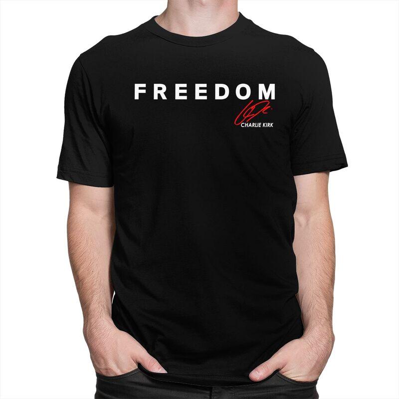 Fight For Freedom Charlie Kirk 19932025 Red Signature Tribute T Shirts Pure Cotton Tees Shirt Fashion ShortSleeve Clothing