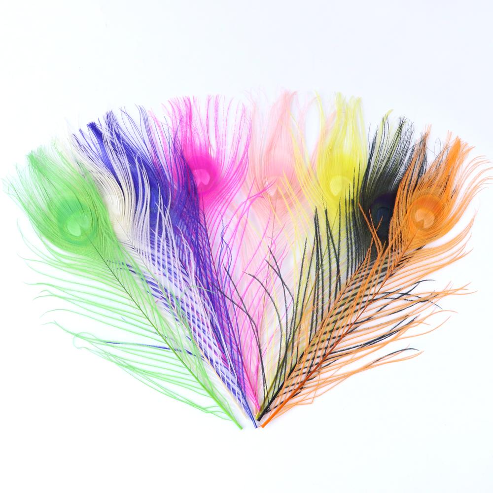 Dyed Peacock Feather 25-30cm for DIY Craft Vases Creative Hat Costume Party Wedding Carnaval Holiday Floral Decoration