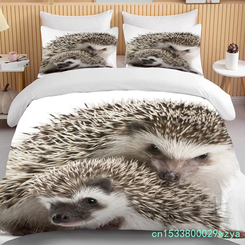 Animal Fofo Conjunto de Cama de Ouriço Queen Fofo Roupas Edredom/Capas de Edredom e Fronha Para Adultos Crianças Capa de Colcha